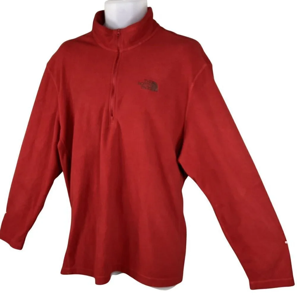 The North Face Men XXL Rage Red 1/4 Zip Pullover Fleece Pullover Sweater Stretch